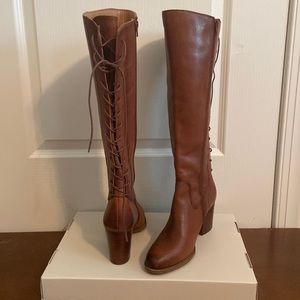 Sofft leather tall boot lace up with side zipper size 9 boots
